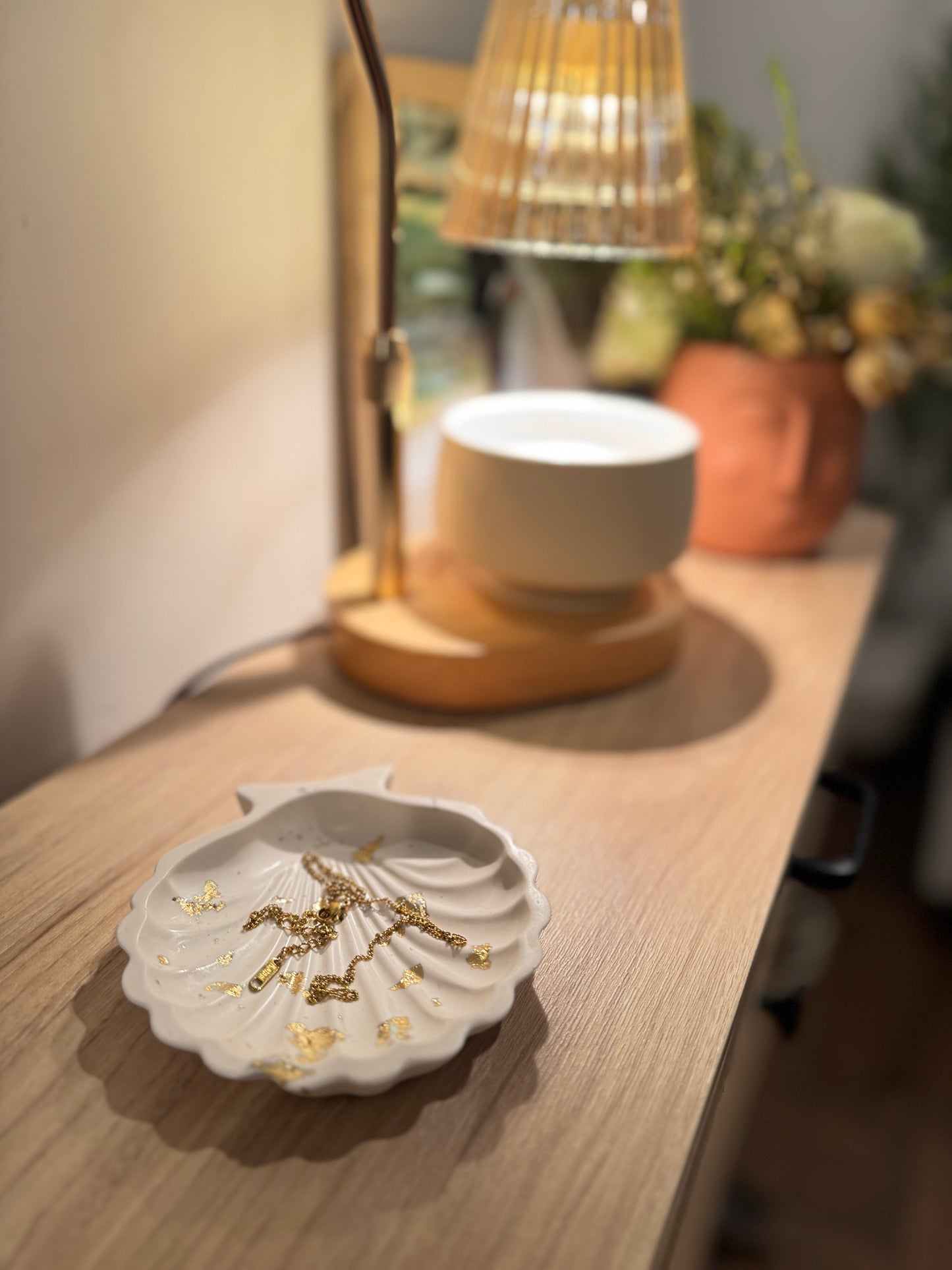 Handmade Shell Trinket Dish with Gold Leaf