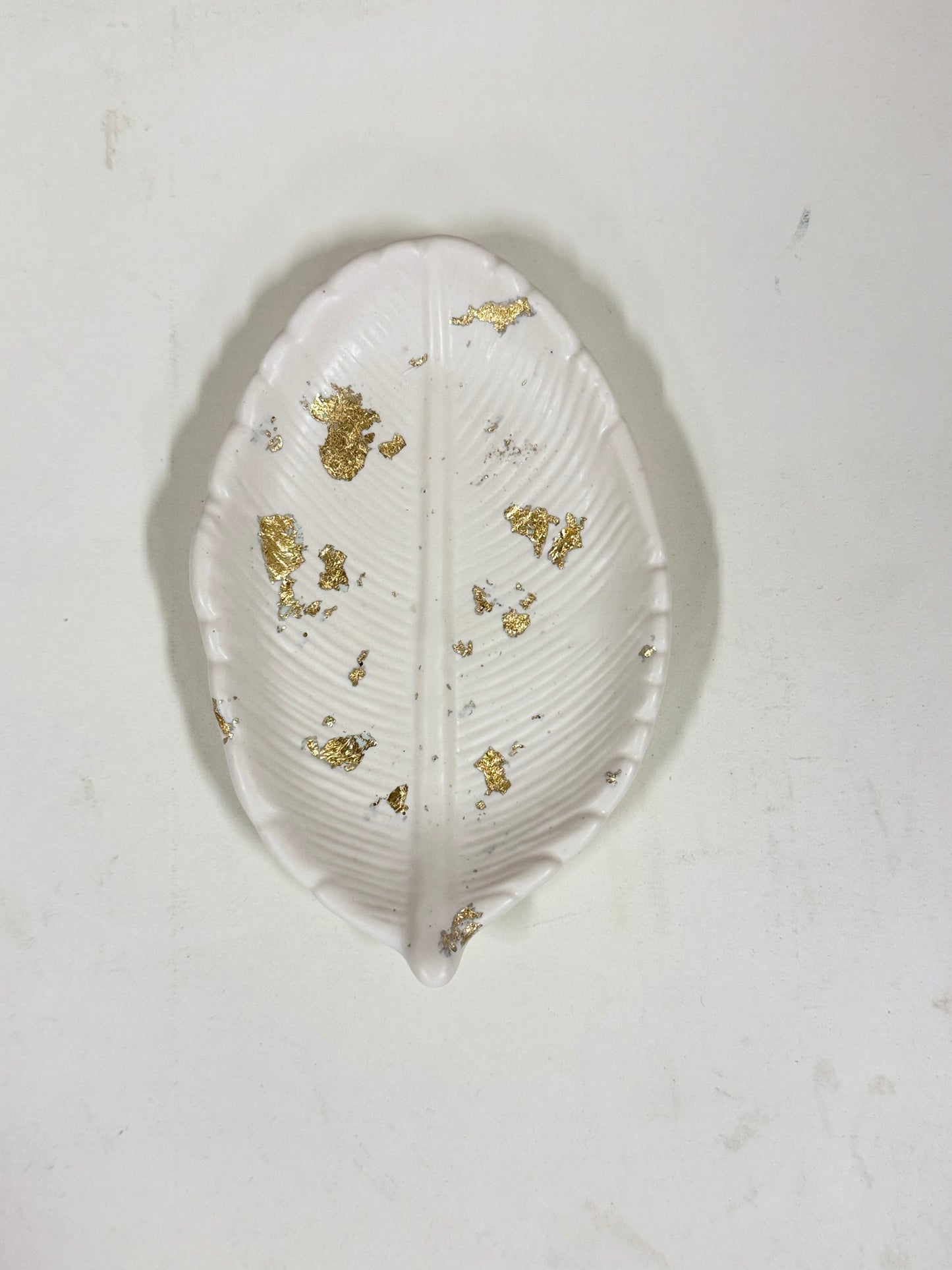 Handmade feather Trinket Dish with Gold Leaf