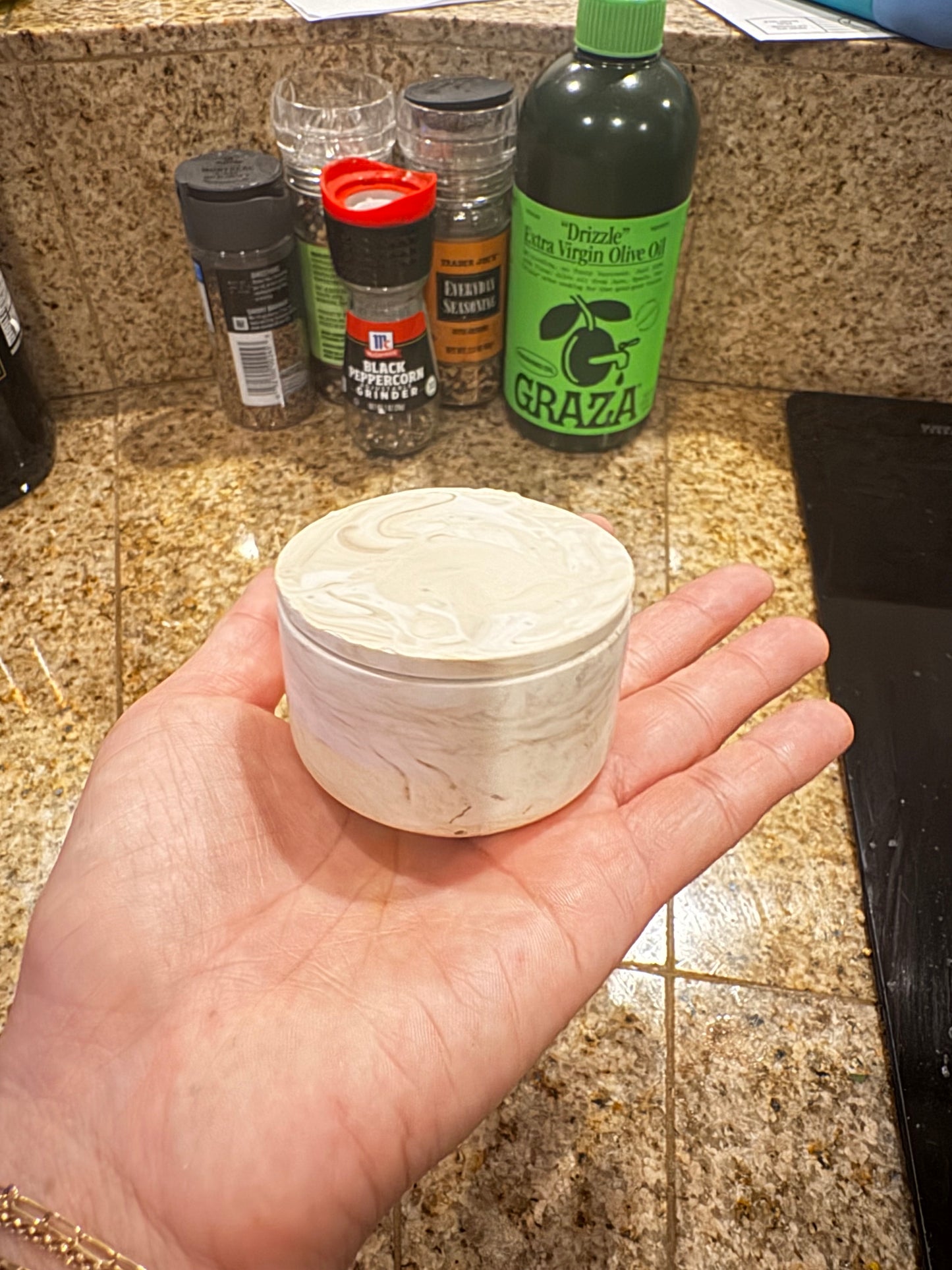Handcrafted Marble-Style Sea Salt Container