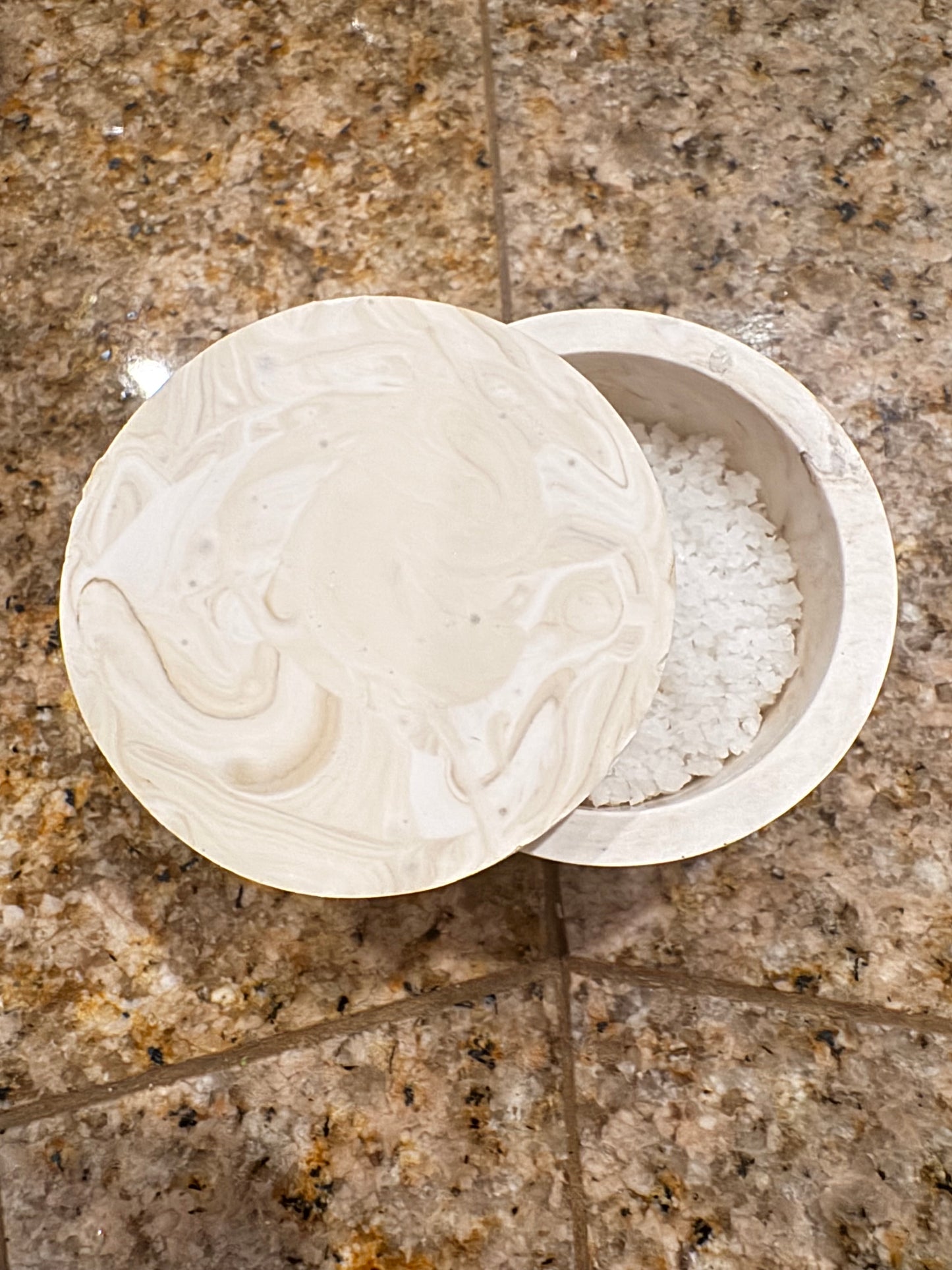 Handcrafted Marble-Style Sea Salt Container